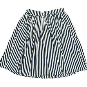 PAPIER Poplin Small Striped Navy & Cream Zip Up Skirt Size XS